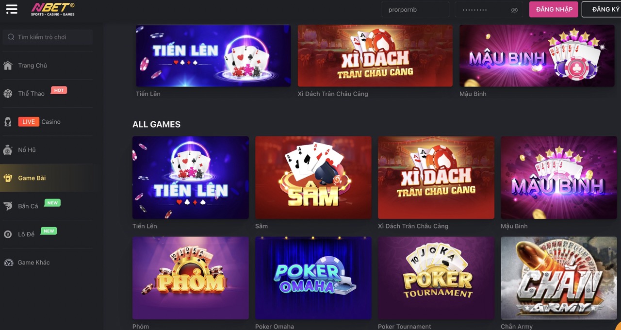 Kho game bài online với nhiều thể loại quen thuộc với người Việt