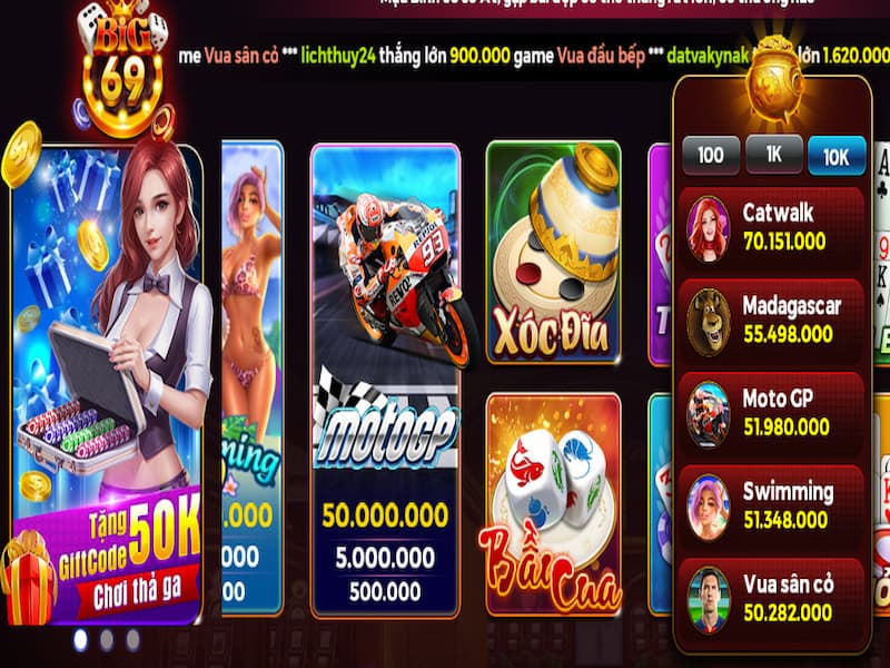 Big69 Club có đa dạng các game chơi xanh chín