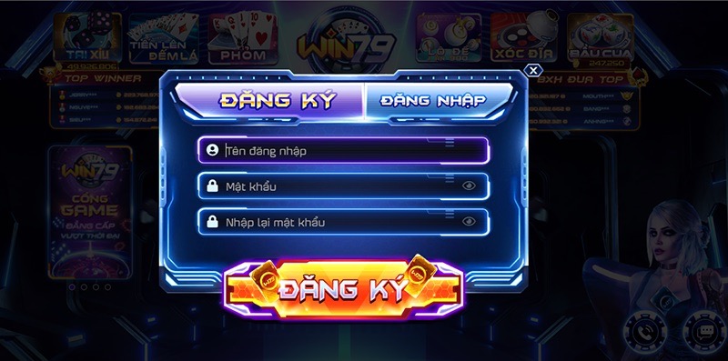Quy trình đăng ký tài khoản mới win79
