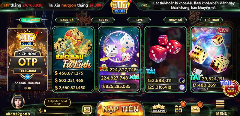 Các sản phẩm nổi bật có tại cổng game hitclub