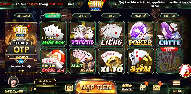 Các thể loại game bài hitclub