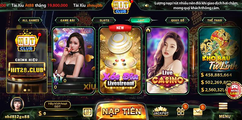 Live cùng các hotgirl tại cổng game hitclub
