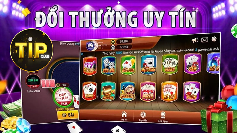 Cổng game Tip Club sở hữu kho game phong phú