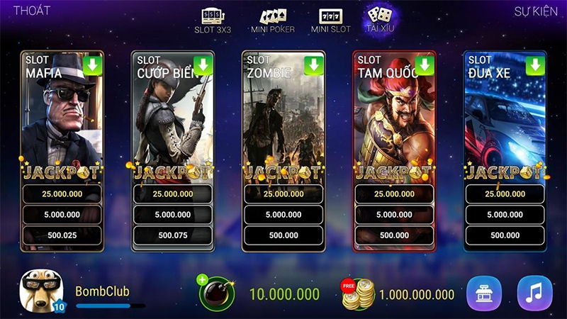 Bomclub sở hữu kho game độc đáo và ấn tượng